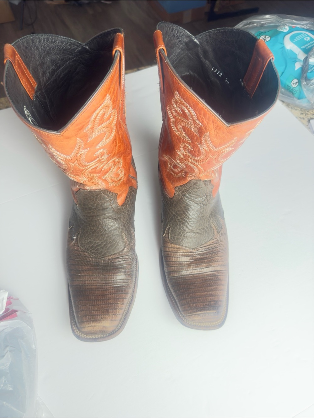 J.B. Dillon Lizard Skin Cowboy Boots Mens Size 13D